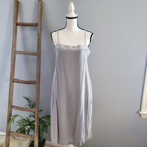 Calvin Klein Gray Spaghetti Strap Silk Pocket Dress Size 12
